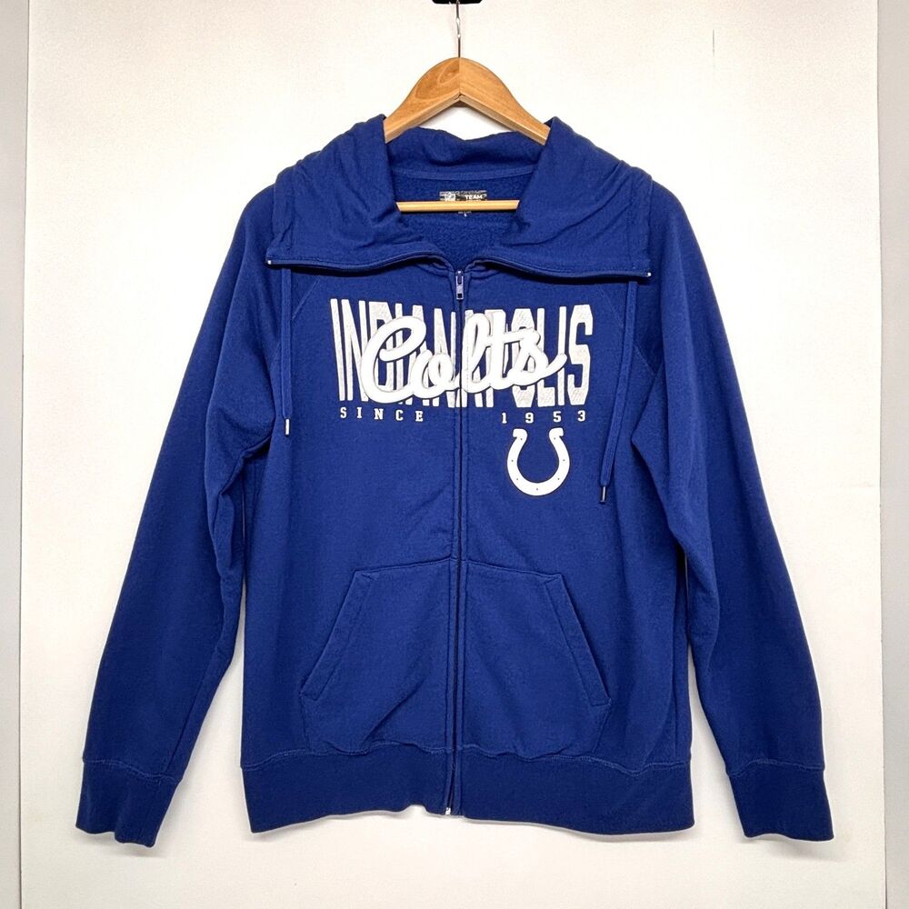 Indianapolis Colts Horseshoe NFL Team Apparel Zip Up Fleece Sweatshirt Women's L